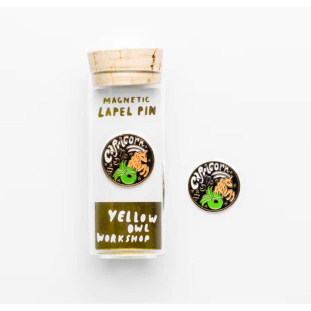 Yellow Owl Workshop Magnetic Capricorn Lapel Pin, NEW